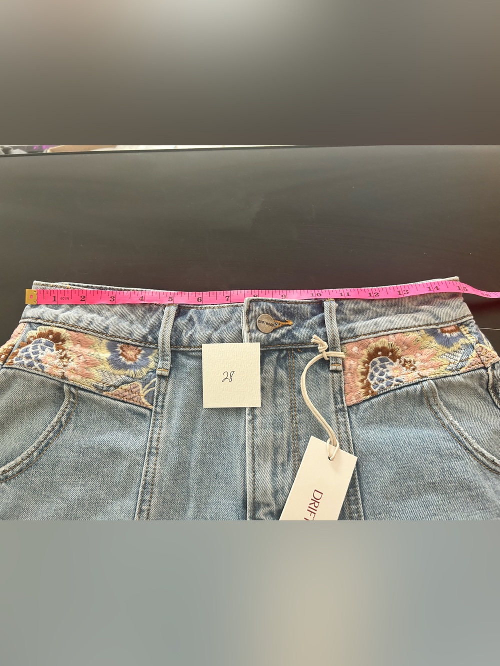 Driftwood Phoebe Romantic Rhapsody Embroidered Denim Shorts NWT festival - Picture 12 of 16